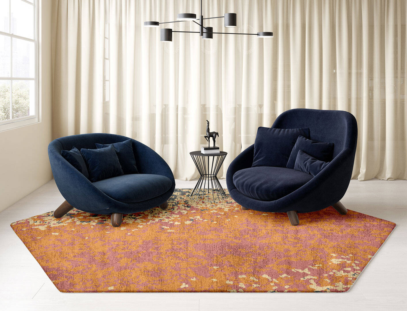 Ombre Gradation Hexagon Hand Tufted Bamboo Silk Custom Rug by Rug Artisan