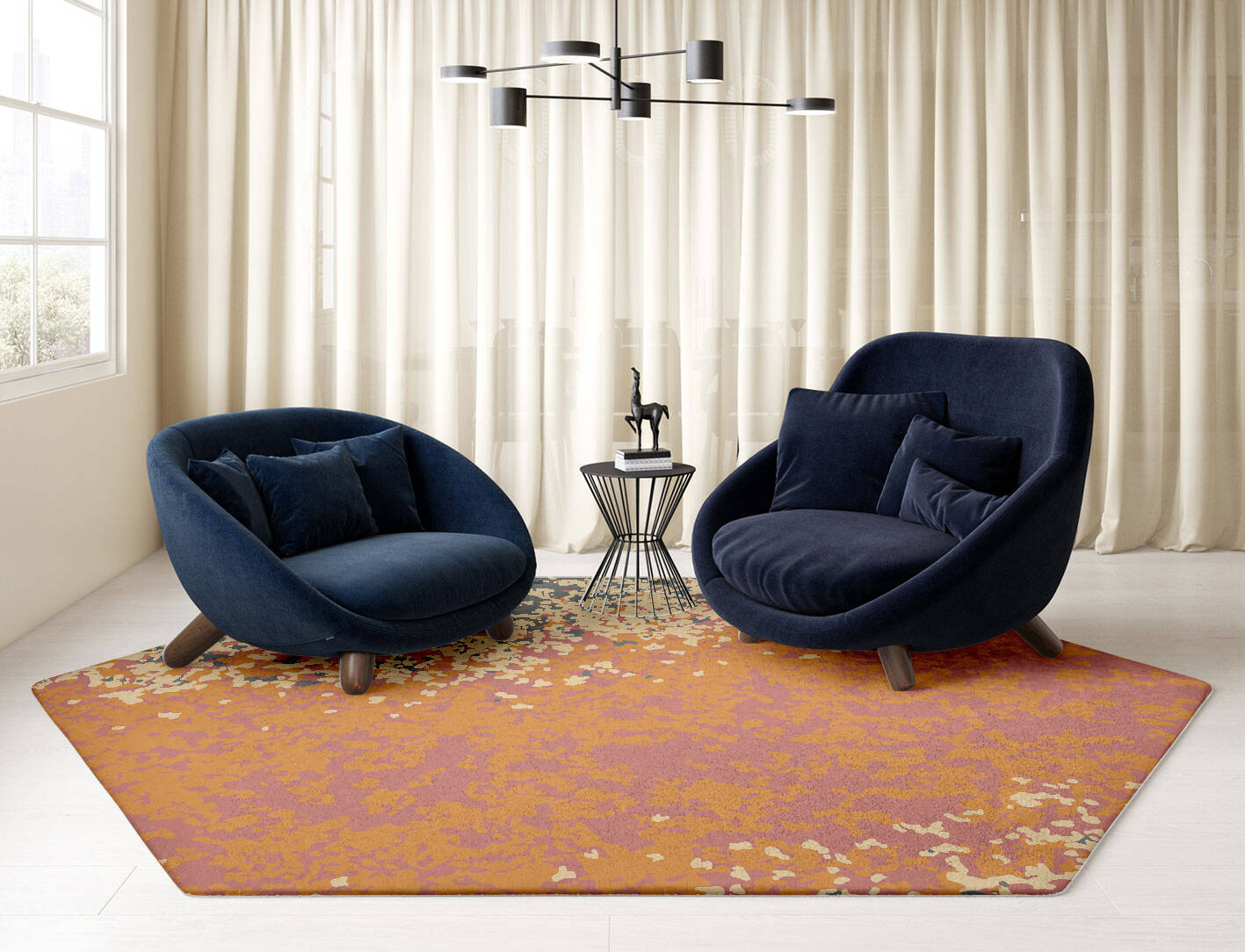 Ombre Gradation Hexagon Hand Tufted Pure Wool Custom Rug by Rug Artisan