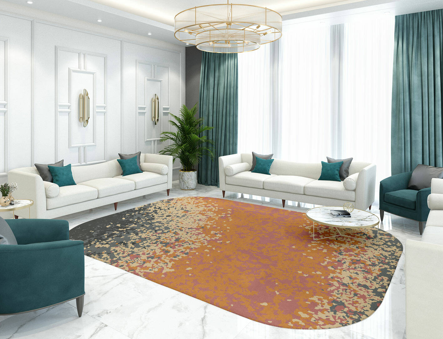 Ombre Gradation Oblong Hand Tufted Pure Wool Custom Rug by Rug Artisan