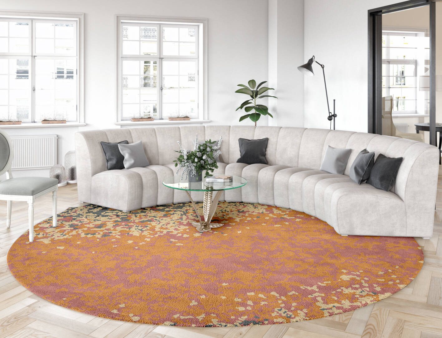Ombre Gradation Round Hand Tufted Pure Wool Custom Rug by Rug Artisan