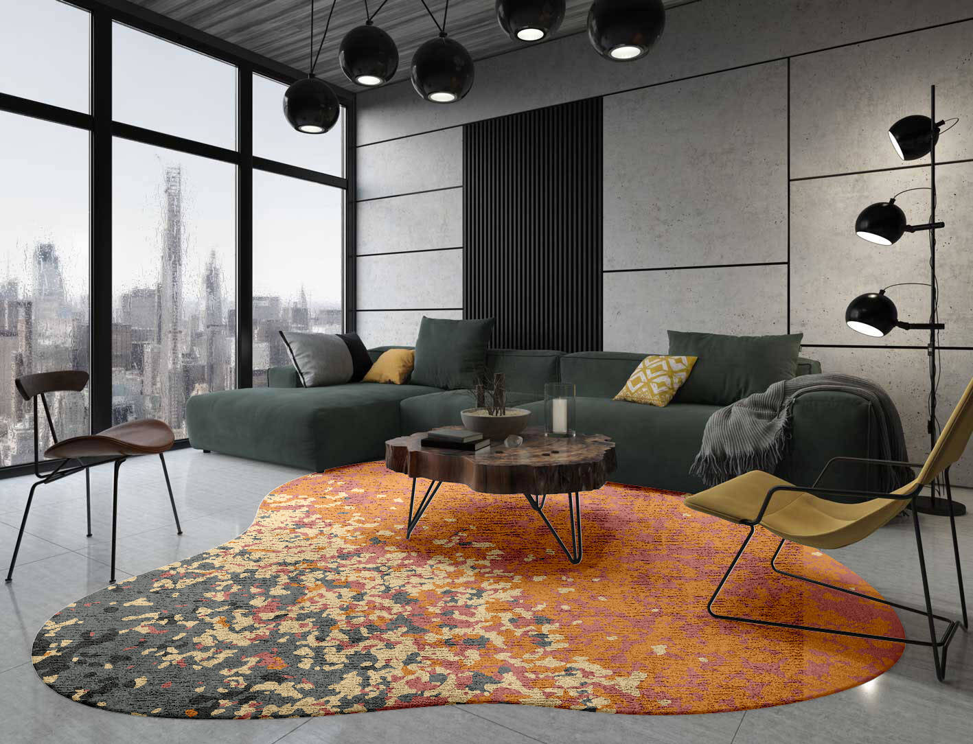 Ombre Gradation Splash Hand Tufted Bamboo Silk Custom Rug by Rug Artisan