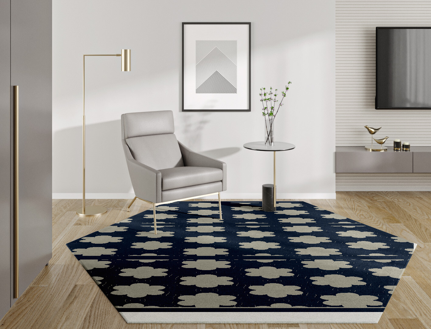 Ontario Geometric Hexagon Hand Knotted Tibetan Wool Custom Rug by Rug Artisan