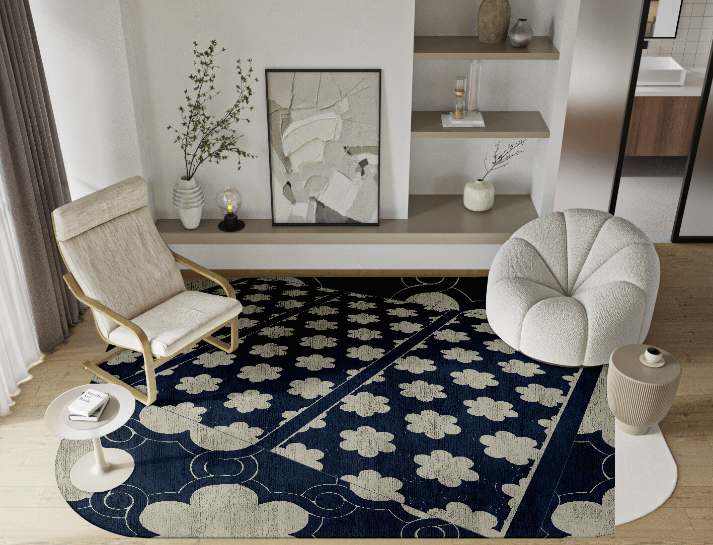 Ontario Geometric Oblong Hand Knotted Bamboo Silk Custom Rug by Rug Artisan