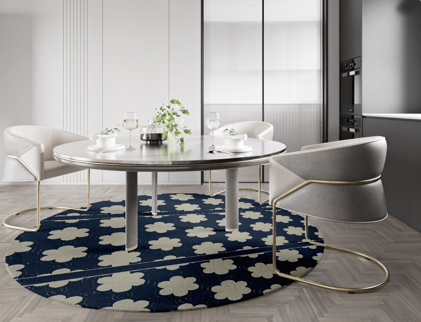 Ontario Geometric Round Hand Knotted Tibetan Wool Custom Rug by Rug Artisan