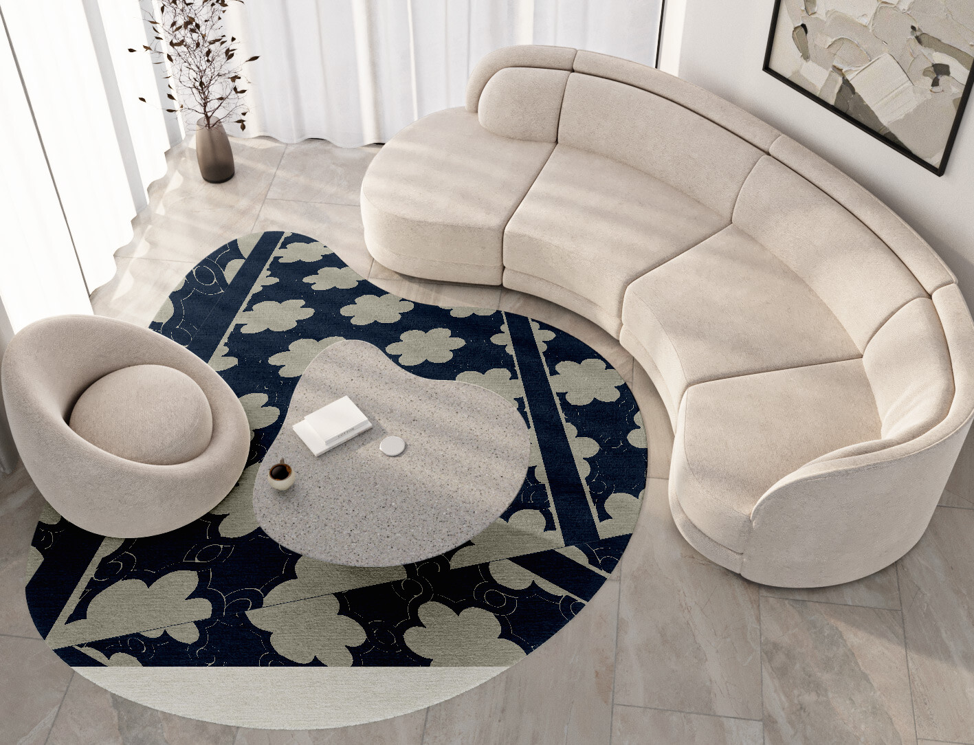 Ontario Geometric Splash Hand Knotted Tibetan Wool Custom Rug by Rug Artisan