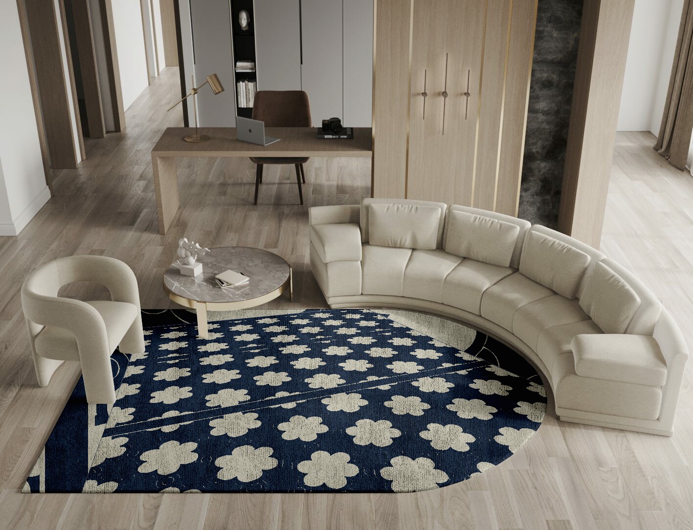 Ontario Geometric Arch Hand Tufted Bamboo Silk Custom Rug by Rug Artisan