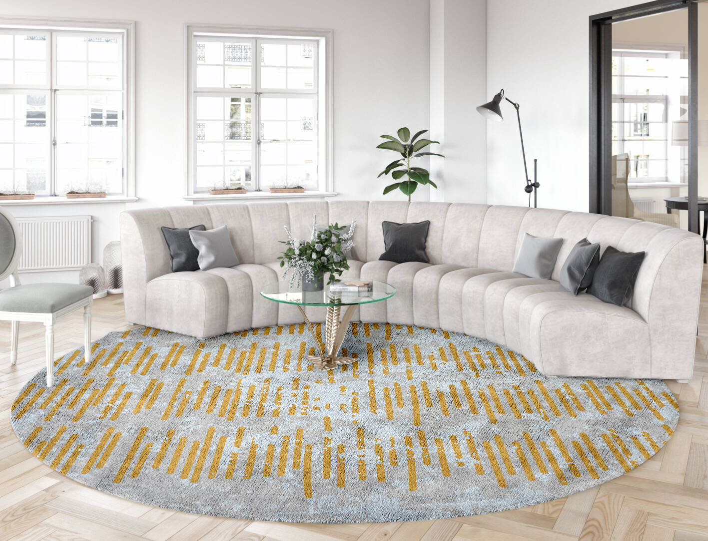 Orabela  Round Hand Tufted Bamboo Silk Custom Rug by Rug Artisan