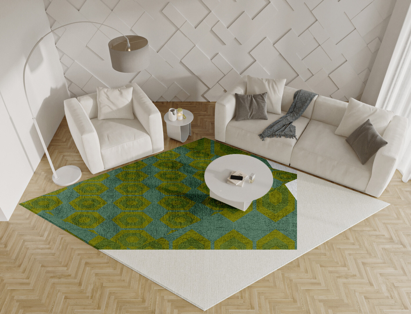 Orb Geometric Diamond Hand Knotted Bamboo Silk Custom Rug by Rug Artisan