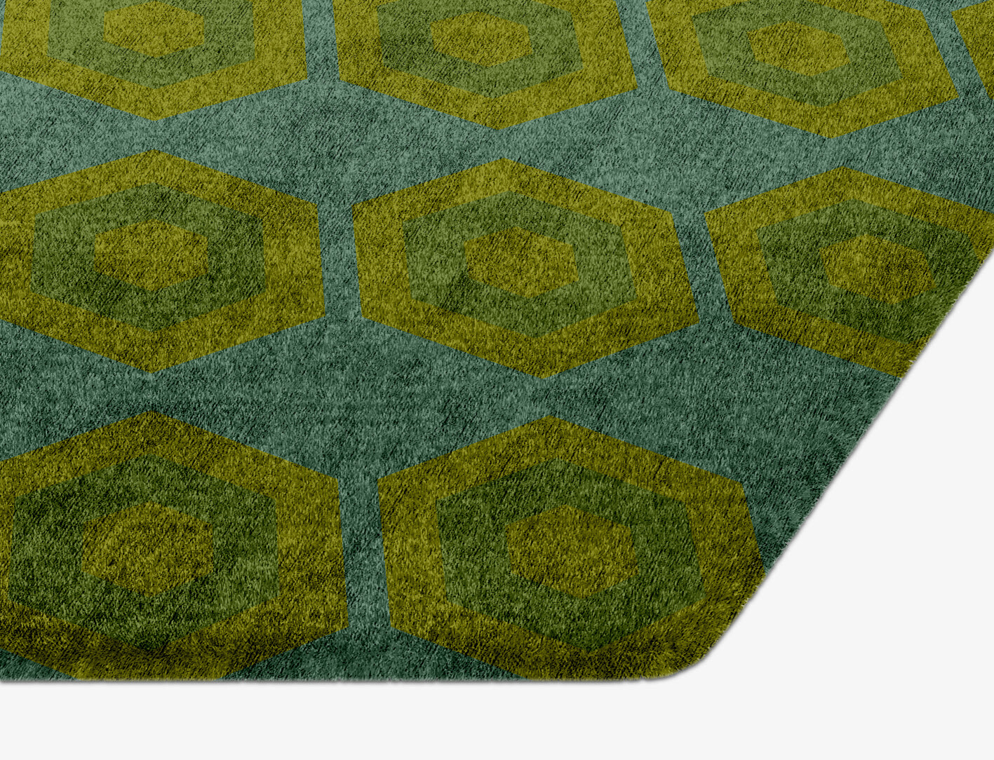 Orb Geometric Hexagon Hand Knotted Bamboo Silk Custom Rug by Rug Artisan