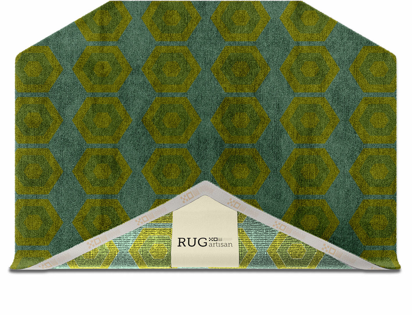 Orb Geometric Hexagon Hand Knotted Bamboo Silk Custom Rug by Rug Artisan