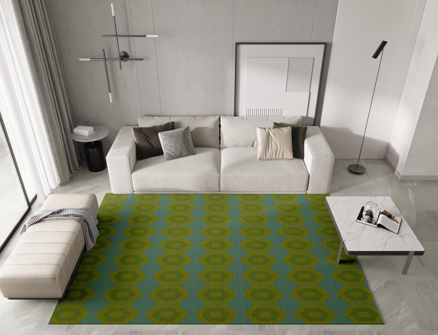 Orb Geometric Rectangle Hand Knotted Tibetan Wool Custom Rug by Rug Artisan