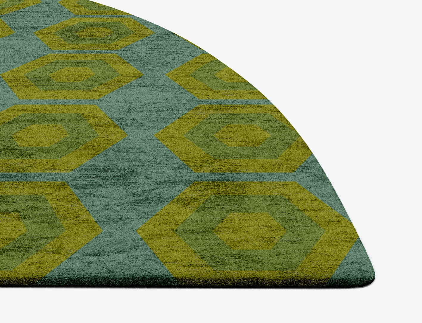 Orb Geometric Halfmoon Hand Tufted Bamboo Silk Custom Rug by Rug Artisan