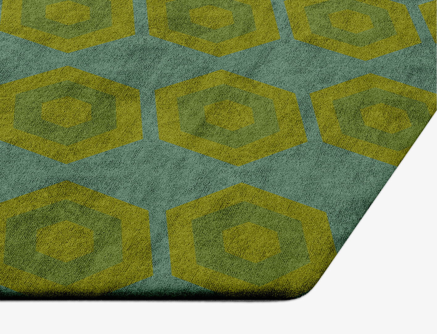 Orb Geometric Hexagon Hand Tufted Bamboo Silk Custom Rug by Rug Artisan