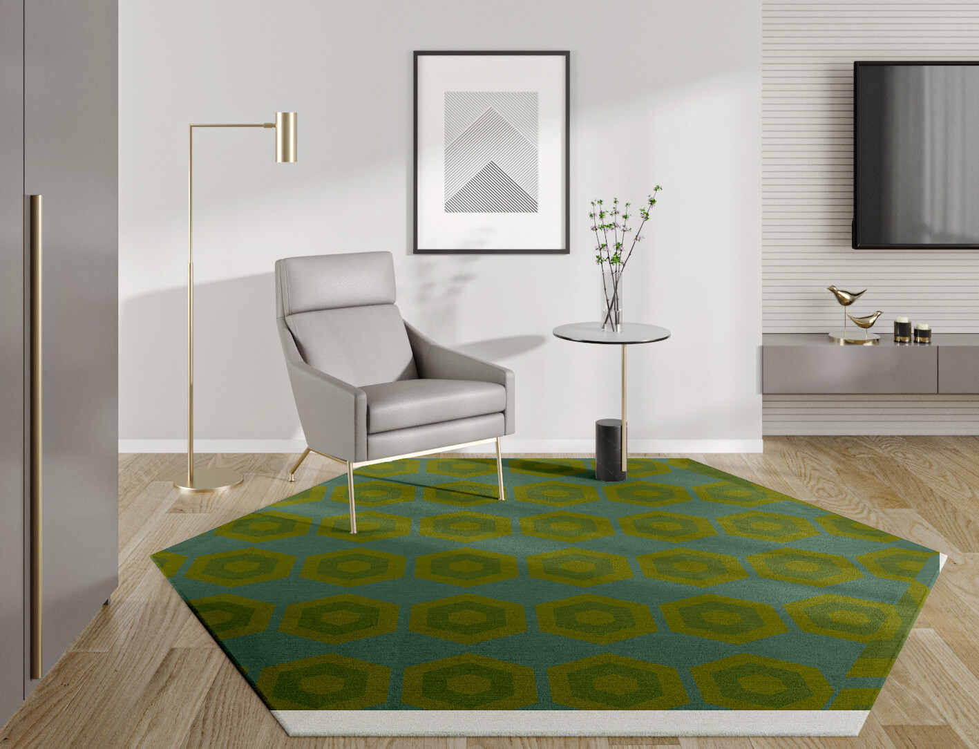 Orb Geometric Hexagon Hand Tufted Pure Wool Custom Rug by Rug Artisan