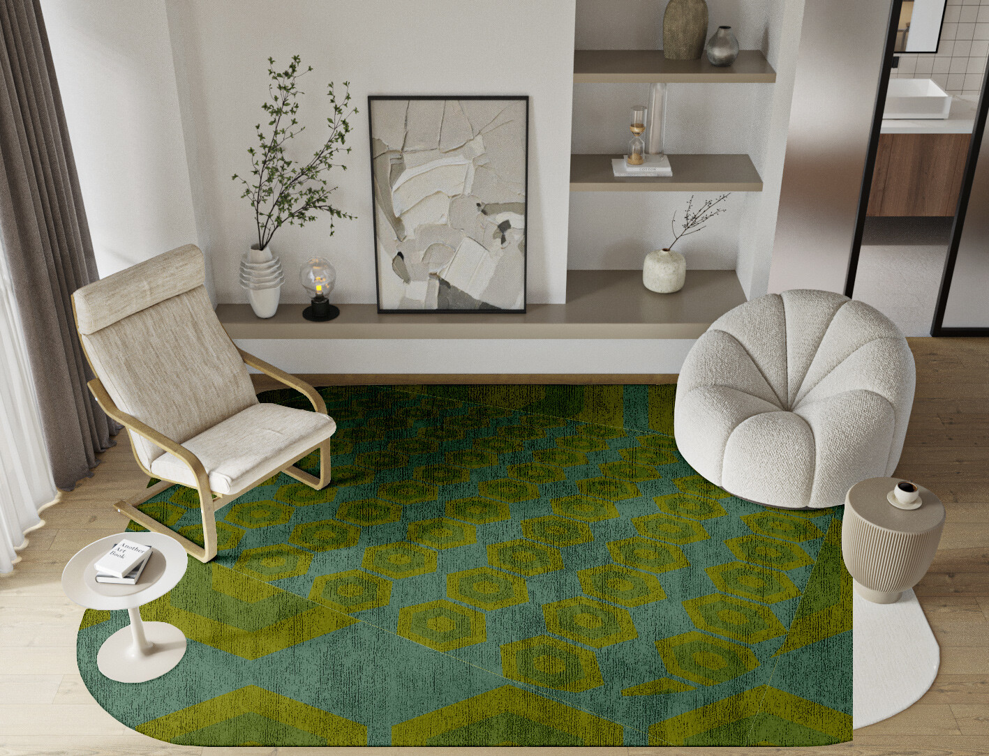 Orb Geometric Oblong Hand Tufted Bamboo Silk Custom Rug by Rug Artisan