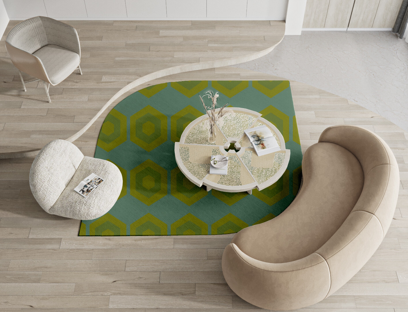 Orb Geometric Ogee Hand Tufted Pure Wool Custom Rug by Rug Artisan