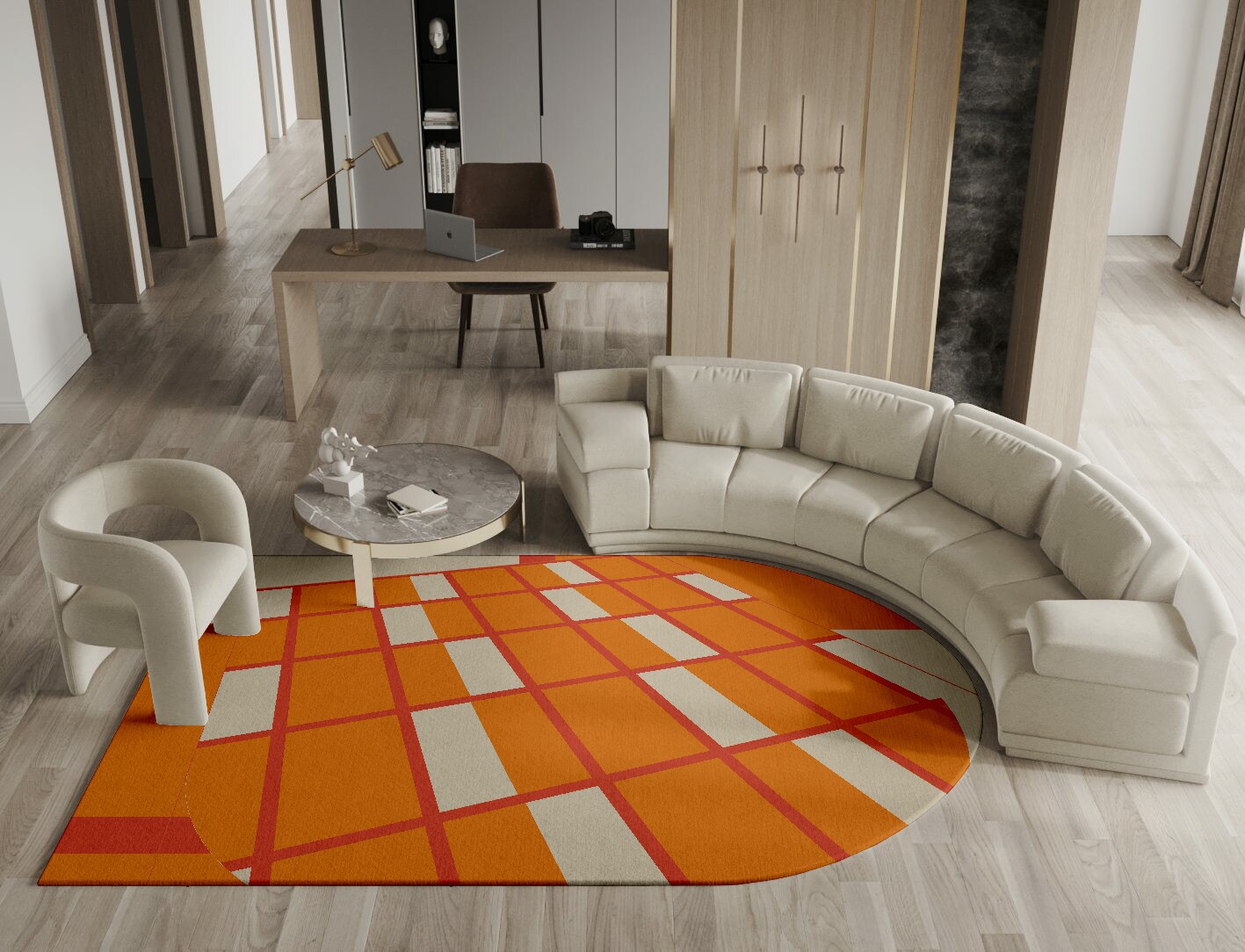 Orchid Geometric Arch Hand Knotted Tibetan Wool Custom Rug by Rug Artisan
