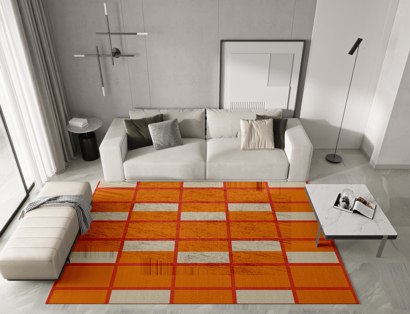 Orchid Geometric Rectangle Hand Knotted Bamboo Silk Custom Rug by Rug Artisan