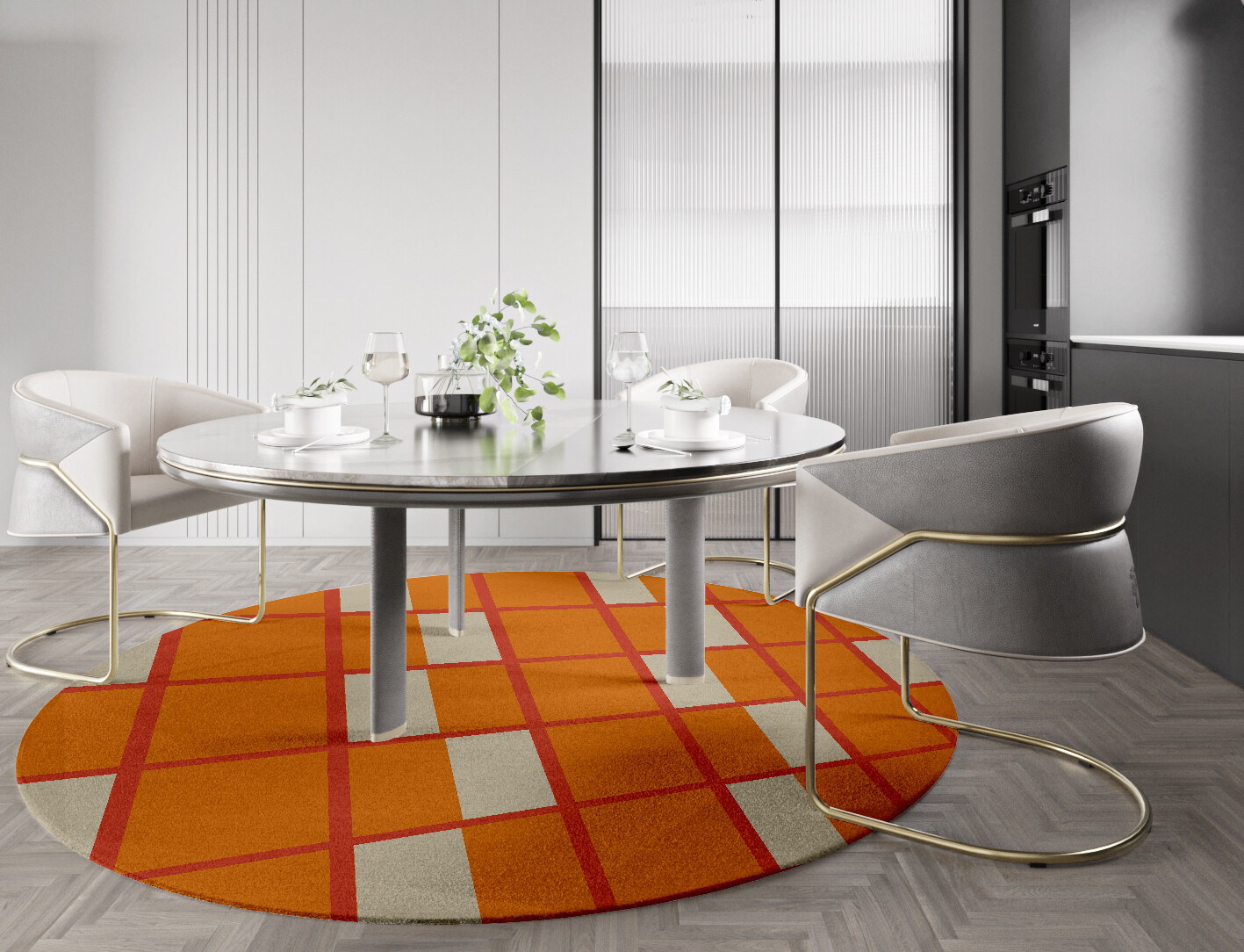 Orchid Geometric Round Hand Knotted Tibetan Wool Custom Rug by Rug Artisan