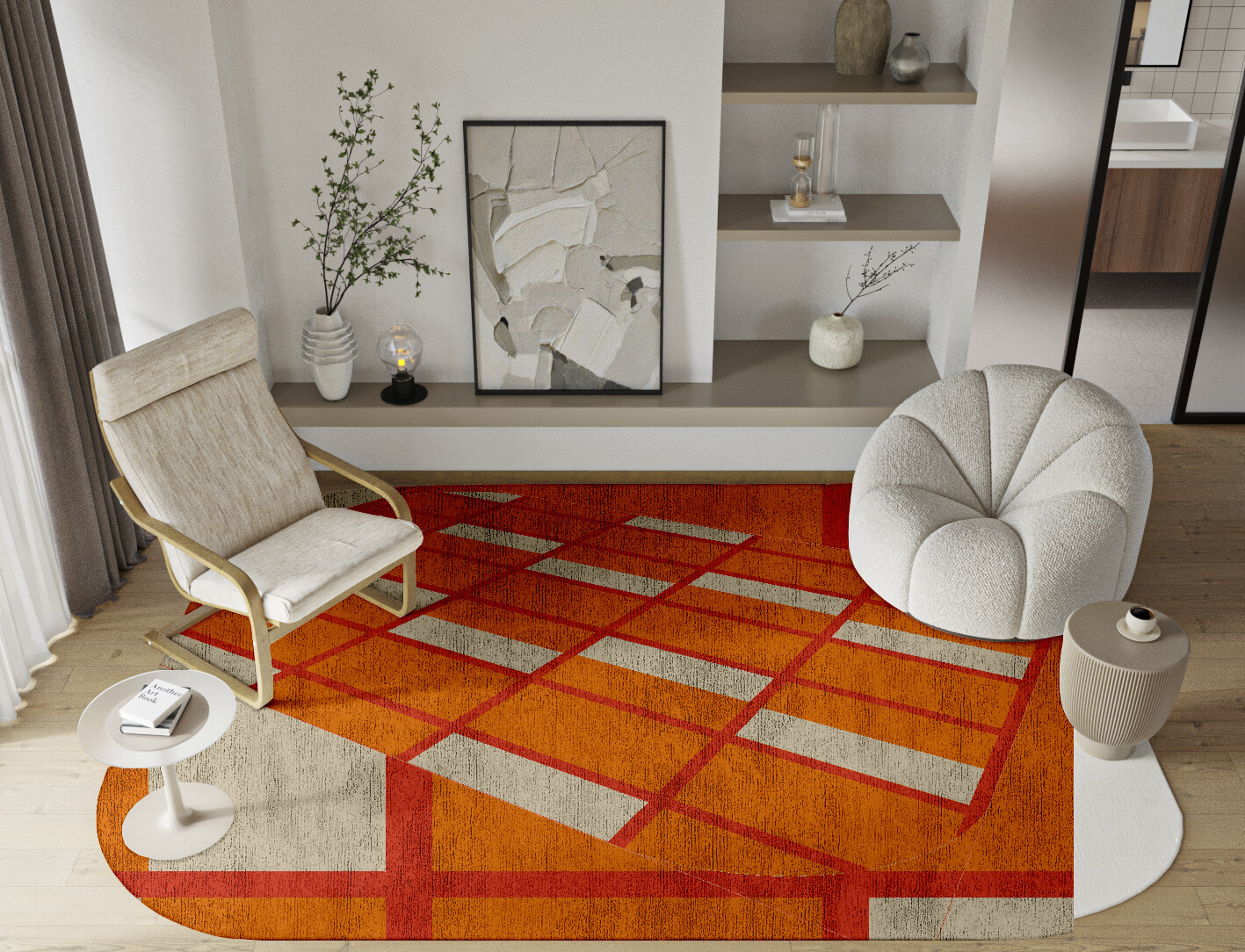 Orchid Geometric Oblong Hand Tufted Bamboo Silk Custom Rug by Rug Artisan