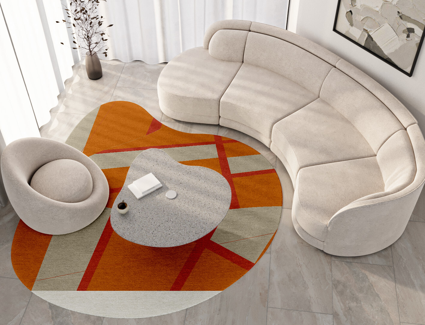 Orchid Geometric Splash Hand Tufted Pure Wool Custom Rug by Rug Artisan