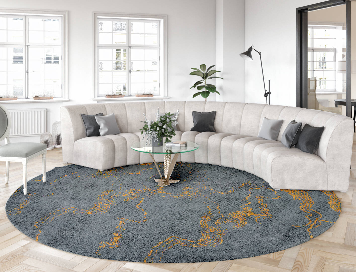 Oriana  Round Hand Tufted Bamboo Silk Custom Rug by Rug Artisan