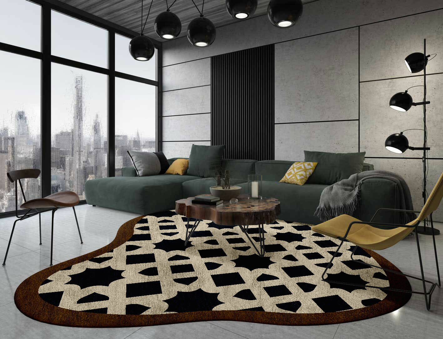 Oriel Geometric Splash Hand Knotted Bamboo Silk Custom Rug by Rug Artisan