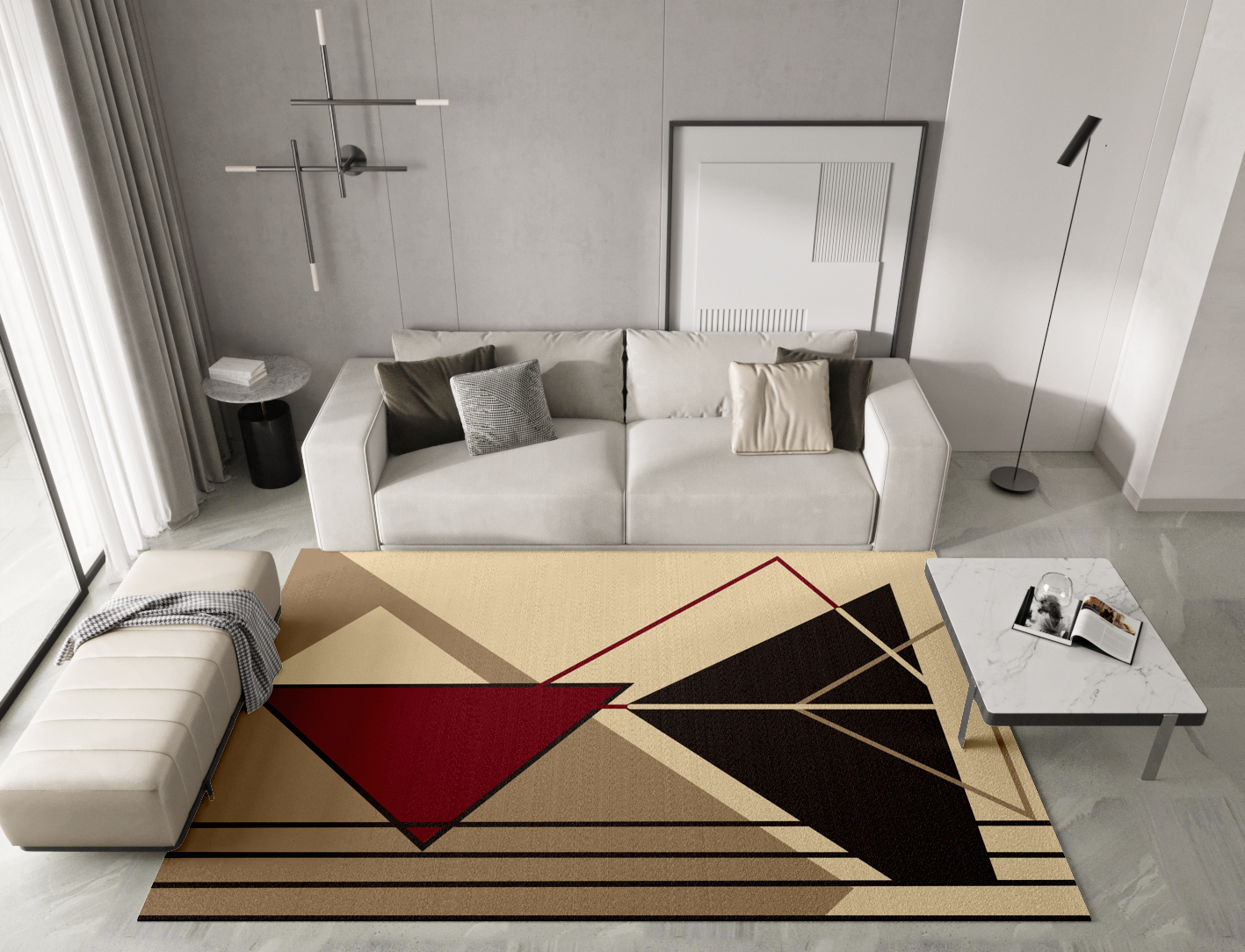 Origami Abstract Rectangle Hand Knotted Tibetan Wool Custom Rug by Rug Artisan