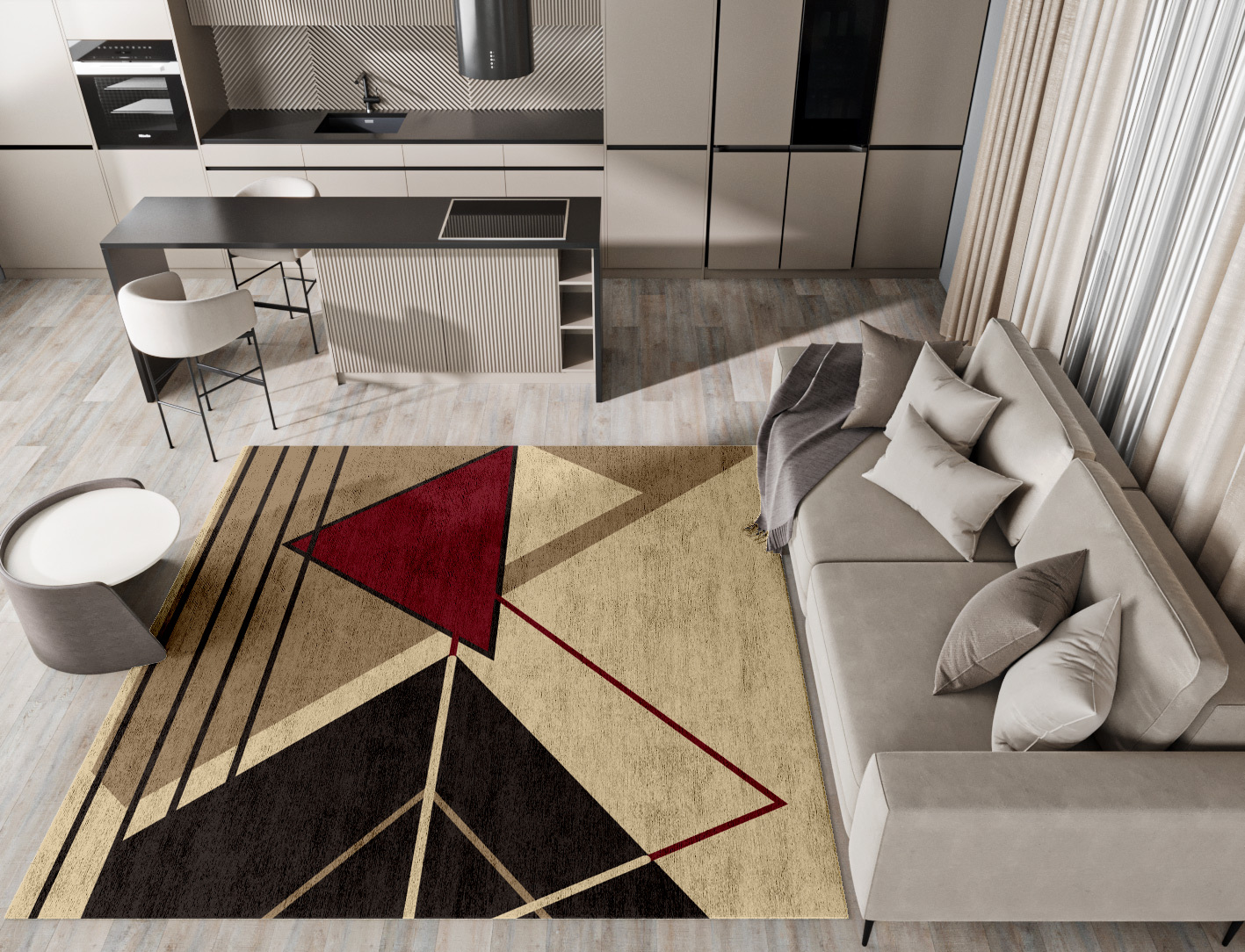 Origami Abstract Square Hand Tufted Bamboo Silk Custom Rug by Rug Artisan
