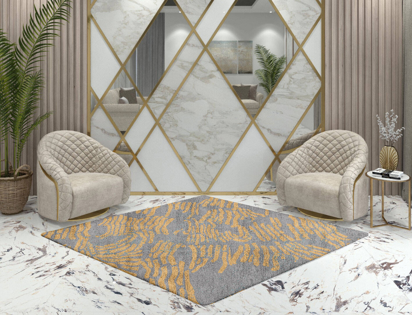 Orla  Diamond Hand Tufted Bamboo Silk Custom Rug by Rug Artisan