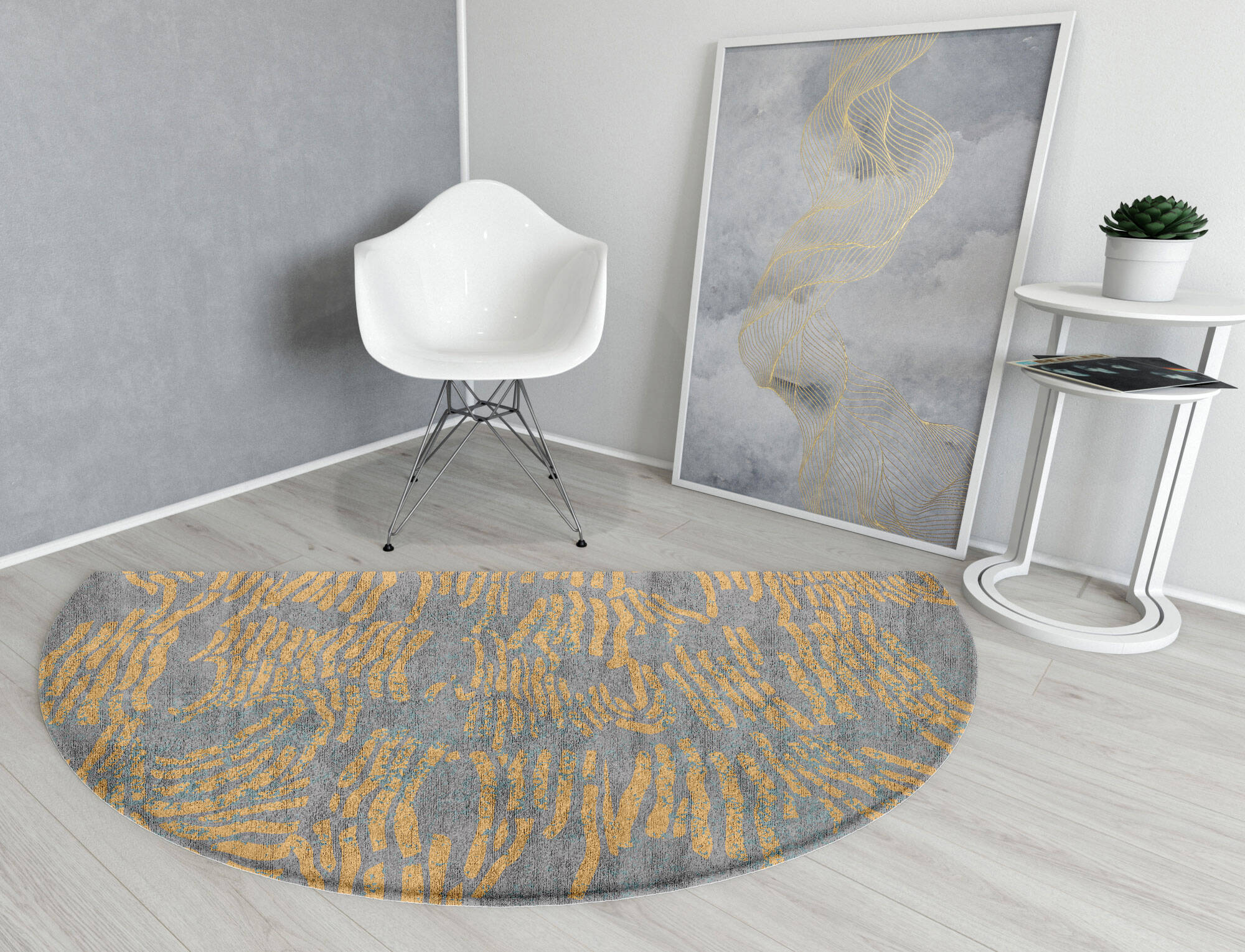 Orla  Halfmoon Hand Tufted Bamboo Silk Custom Rug by Rug Artisan