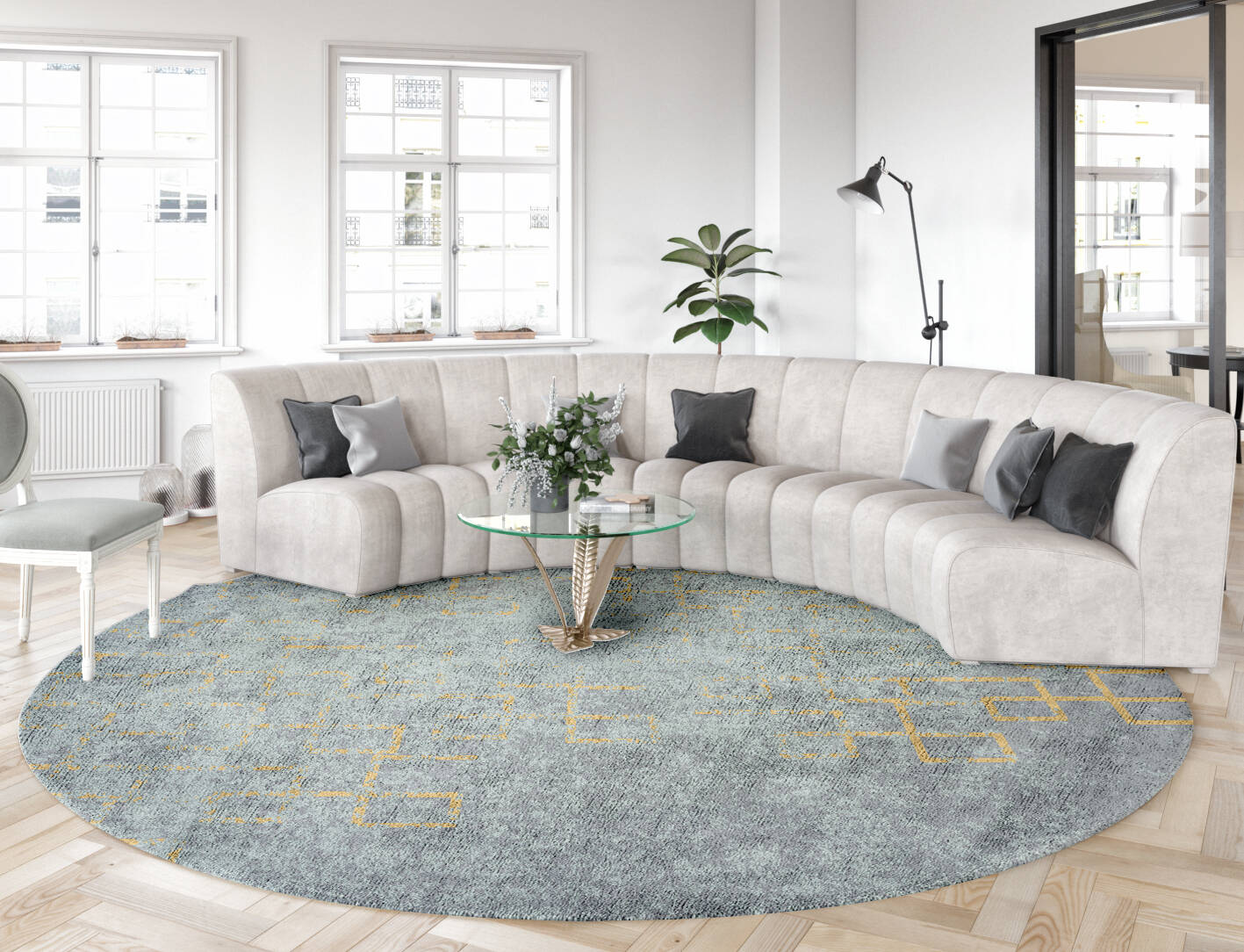 Orris  Round Hand Tufted Bamboo Silk Custom Rug by Rug Artisan