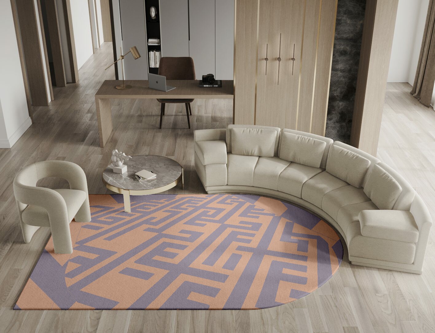 Oscar Geometric Arch Hand Knotted Tibetan Wool Custom Rug by Rug Artisan