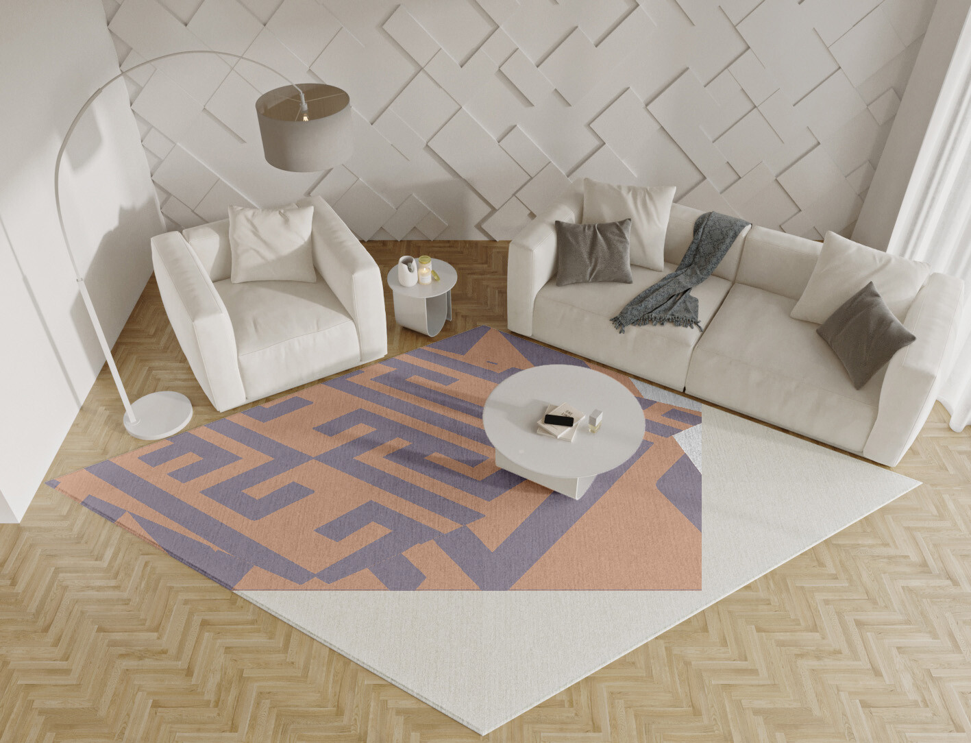Oscar Geometric Diamond Hand Knotted Tibetan Wool Custom Rug by Rug Artisan