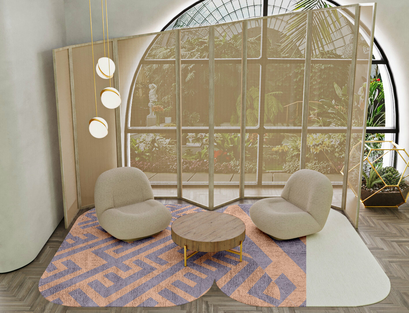 Oscar Geometric Eight Hand Knotted Bamboo Silk Custom Rug by Rug Artisan