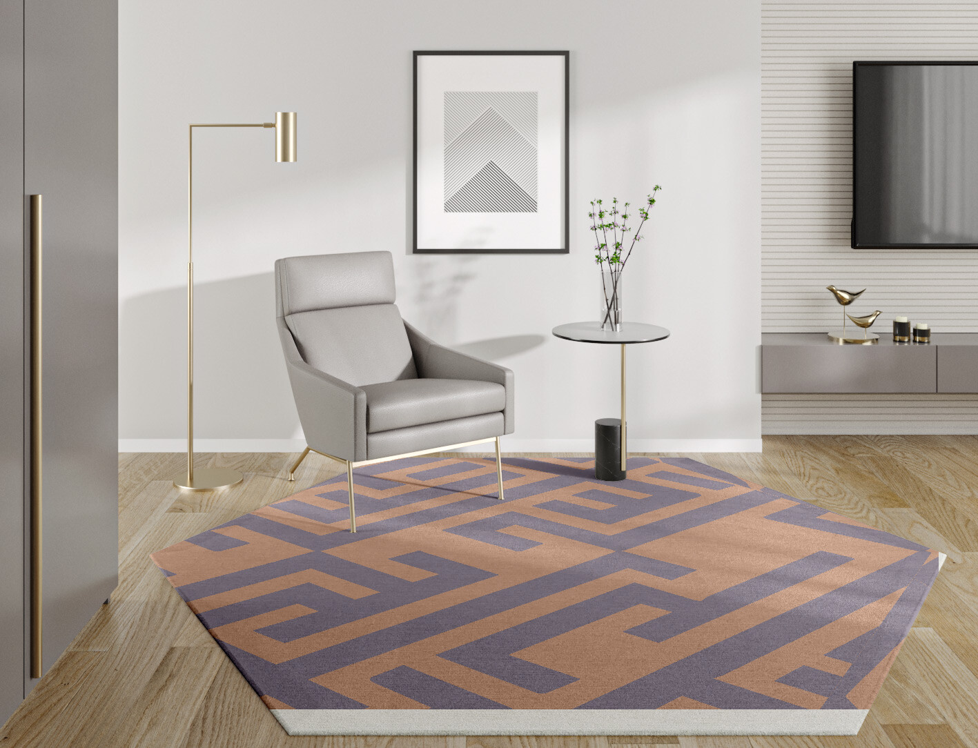 Oscar Geometric Hexagon Hand Knotted Tibetan Wool Custom Rug by Rug Artisan