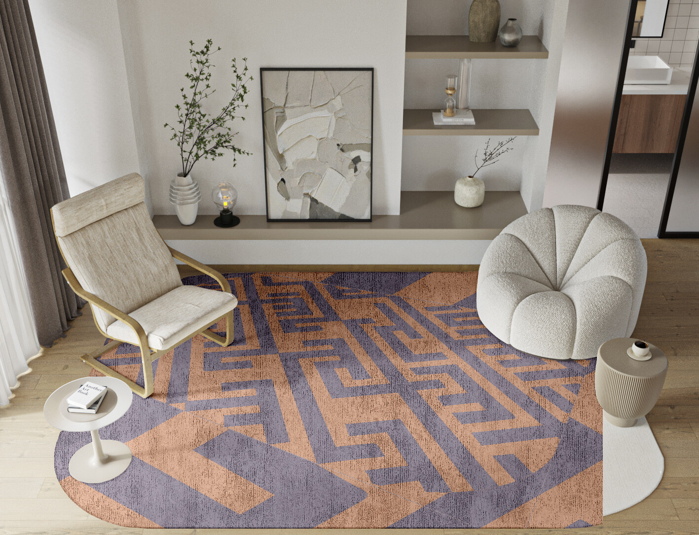 Oscar Geometric Oblong Hand Knotted Bamboo Silk Custom Rug by Rug Artisan