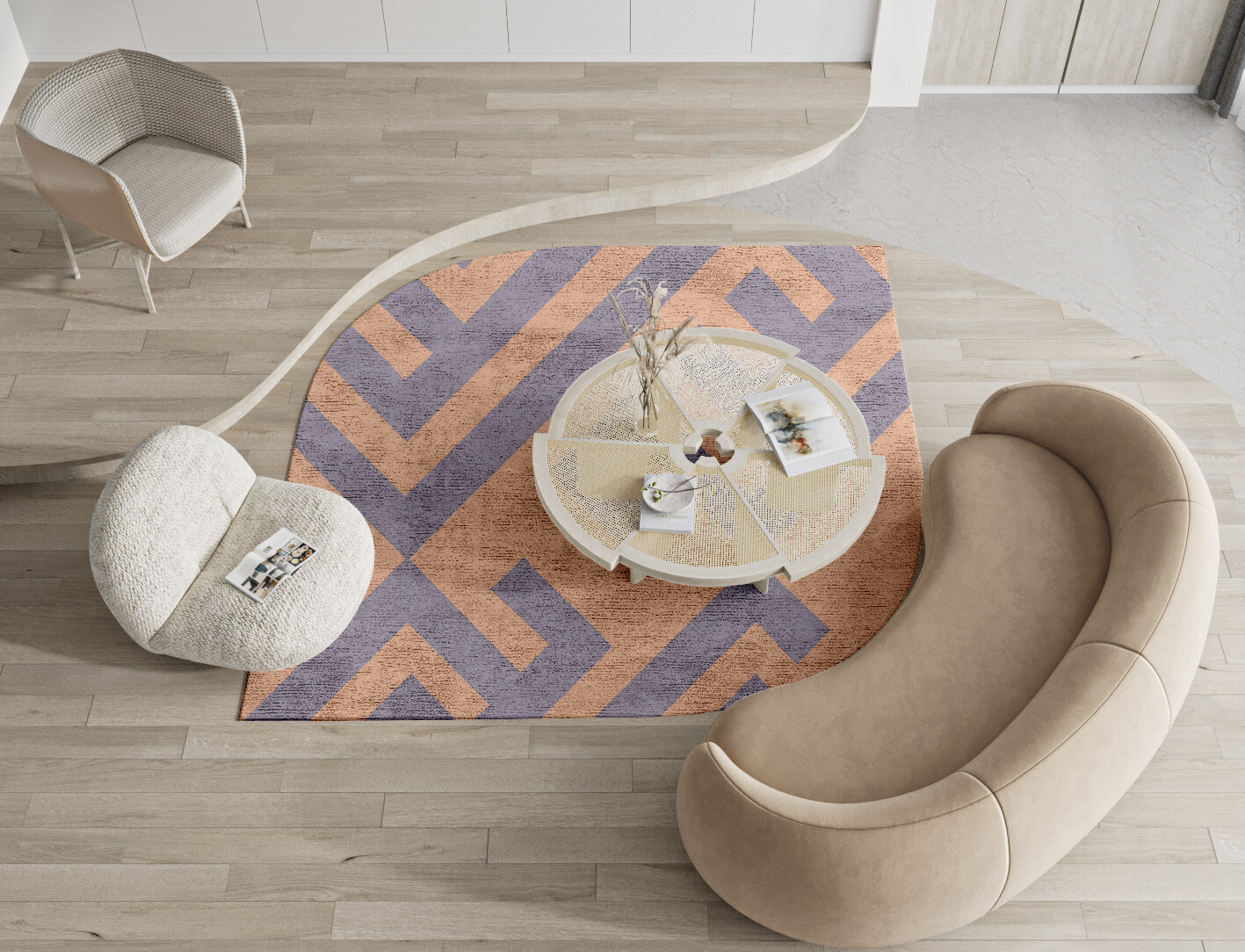 Oscar Geometric Ogee Hand Tufted Bamboo Silk Custom Rug by Rug Artisan
