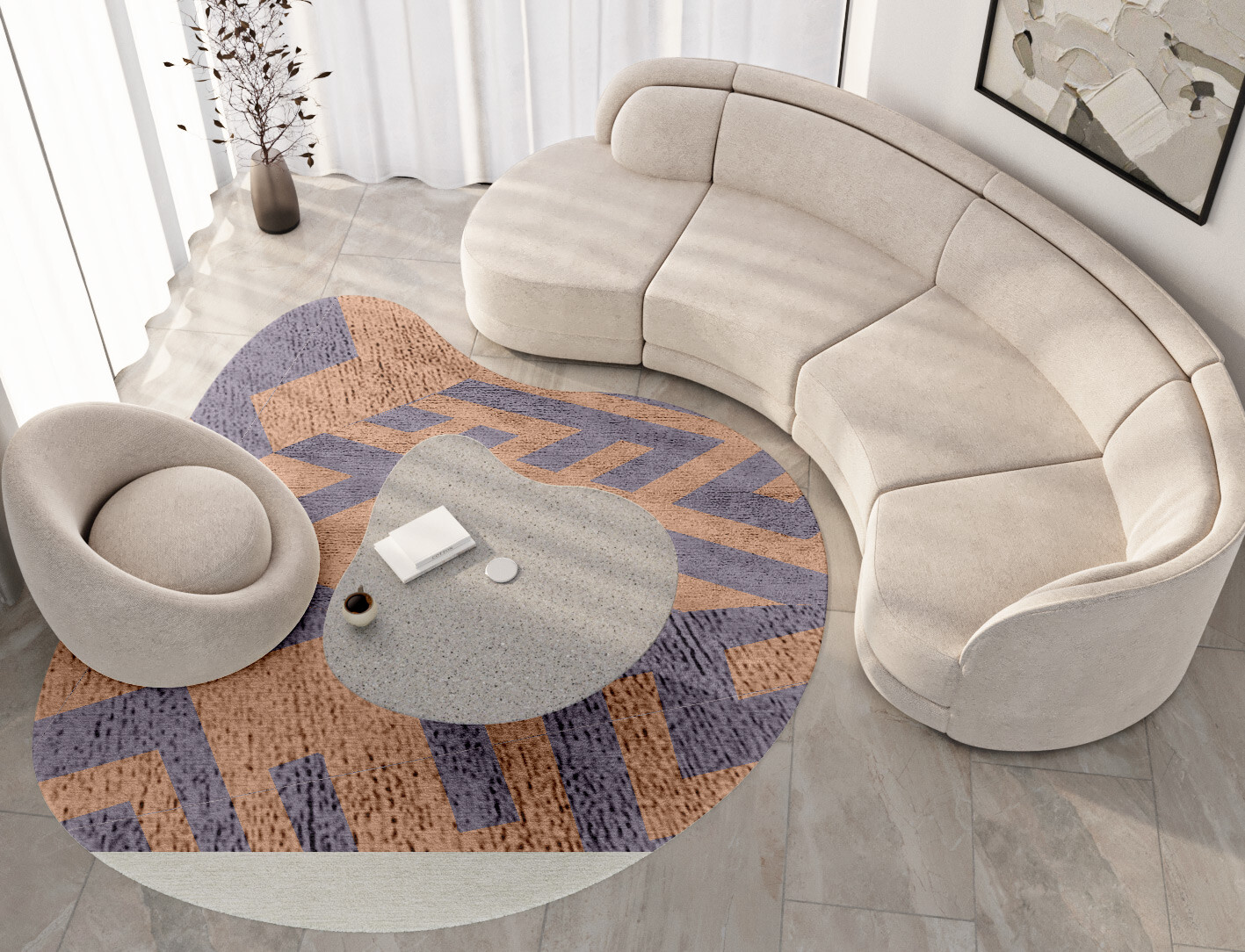 Oscar Geometric Splash Hand Tufted Bamboo Silk Custom Rug by Rug Artisan