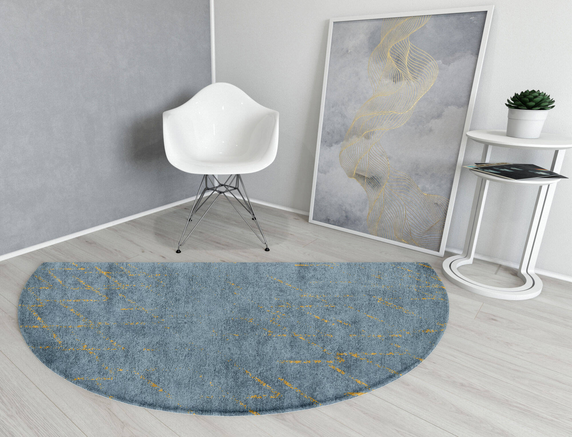 Oura  Halfmoon Hand Tufted Bamboo Silk Custom Rug by Rug Artisan