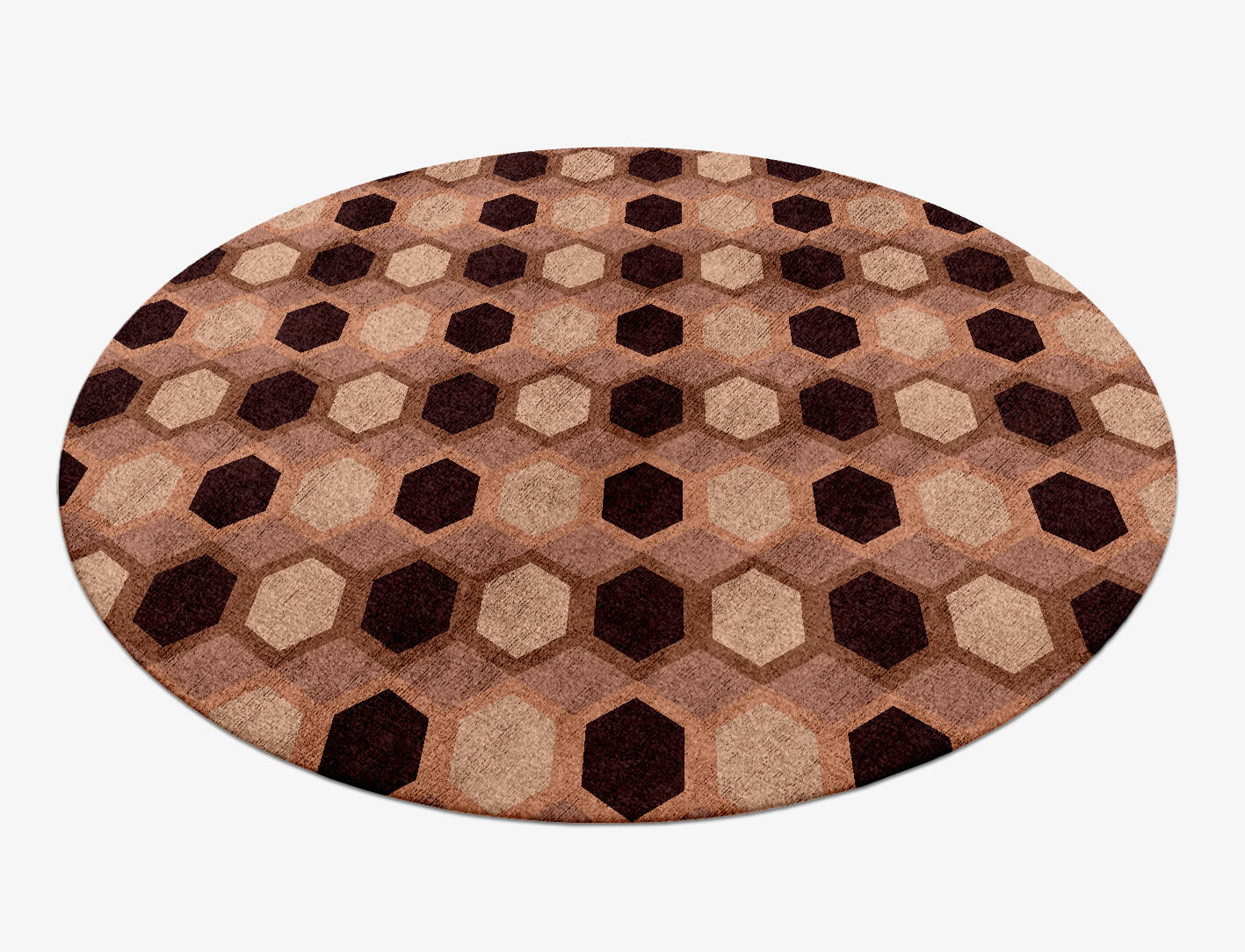Outlined Modern Geometrics Round Hand Knotted Bamboo Silk Custom Rug by Rug Artisan