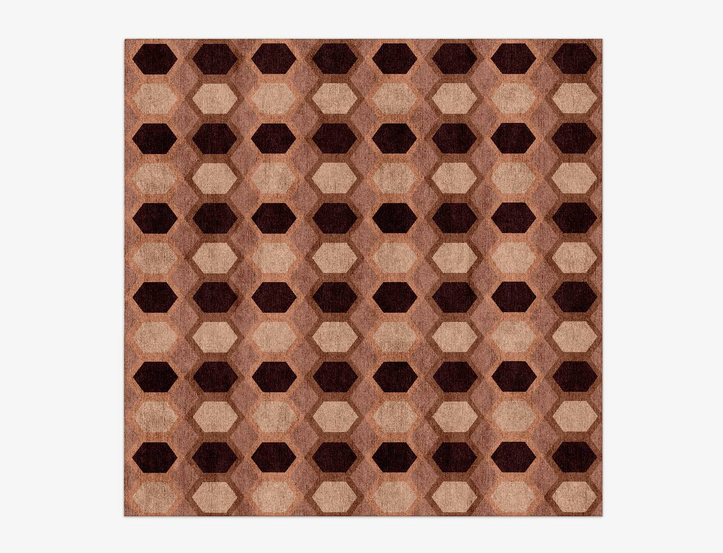 Outlined Modern Geometrics Square Hand Knotted Bamboo Silk Custom Rug by Rug Artisan