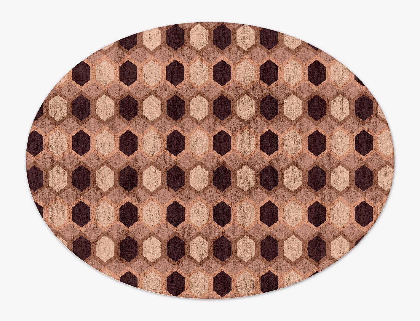 Outlined Modern Geometrics Oval Hand Tufted Bamboo Silk Custom Rug by Rug Artisan