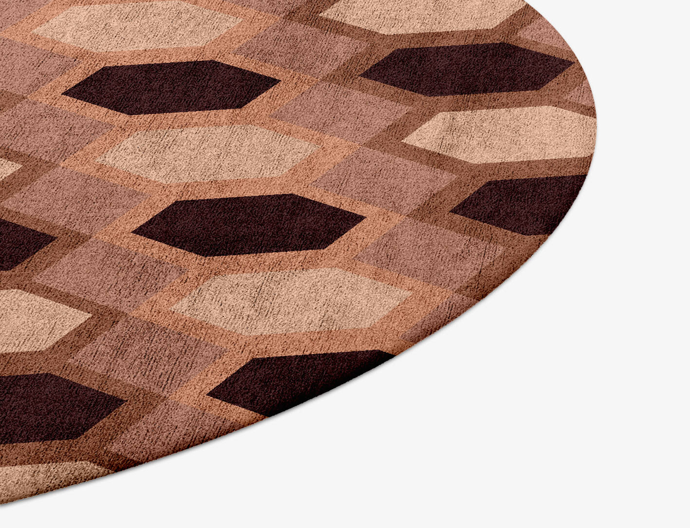 Outlined Modern Geometrics Round Hand Tufted Bamboo Silk Custom Rug by Rug Artisan