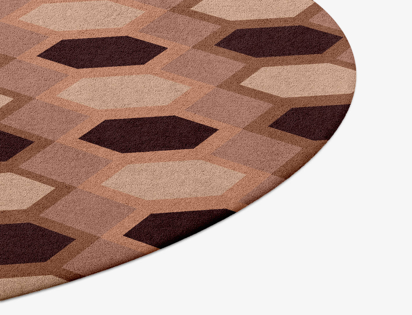 Outlined Modern Geometrics Round Hand Tufted Pure Wool Custom Rug by Rug Artisan