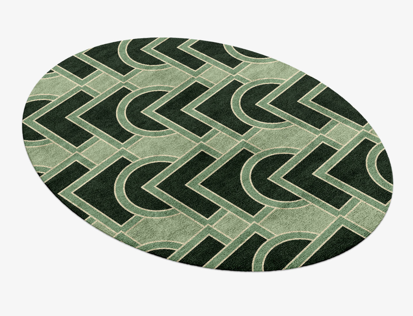 Overlaps Modern Geometrics Oval Hand Knotted Bamboo Silk Custom Rug by Rug Artisan