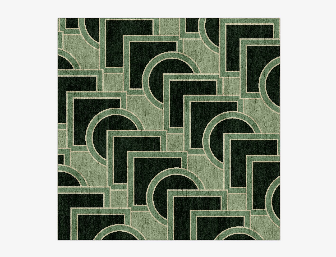 Overlaps Geometric Square Hand Knotted Bamboo Silk Custom Rug by Rug Artisan