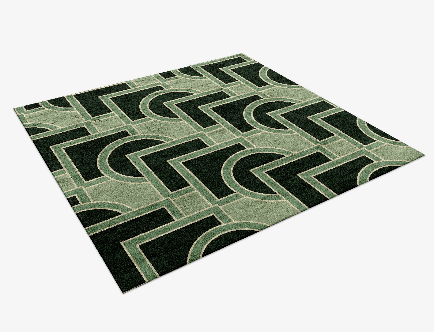 Overlaps Geometric Square Hand Knotted Bamboo Silk Custom Rug by Rug Artisan