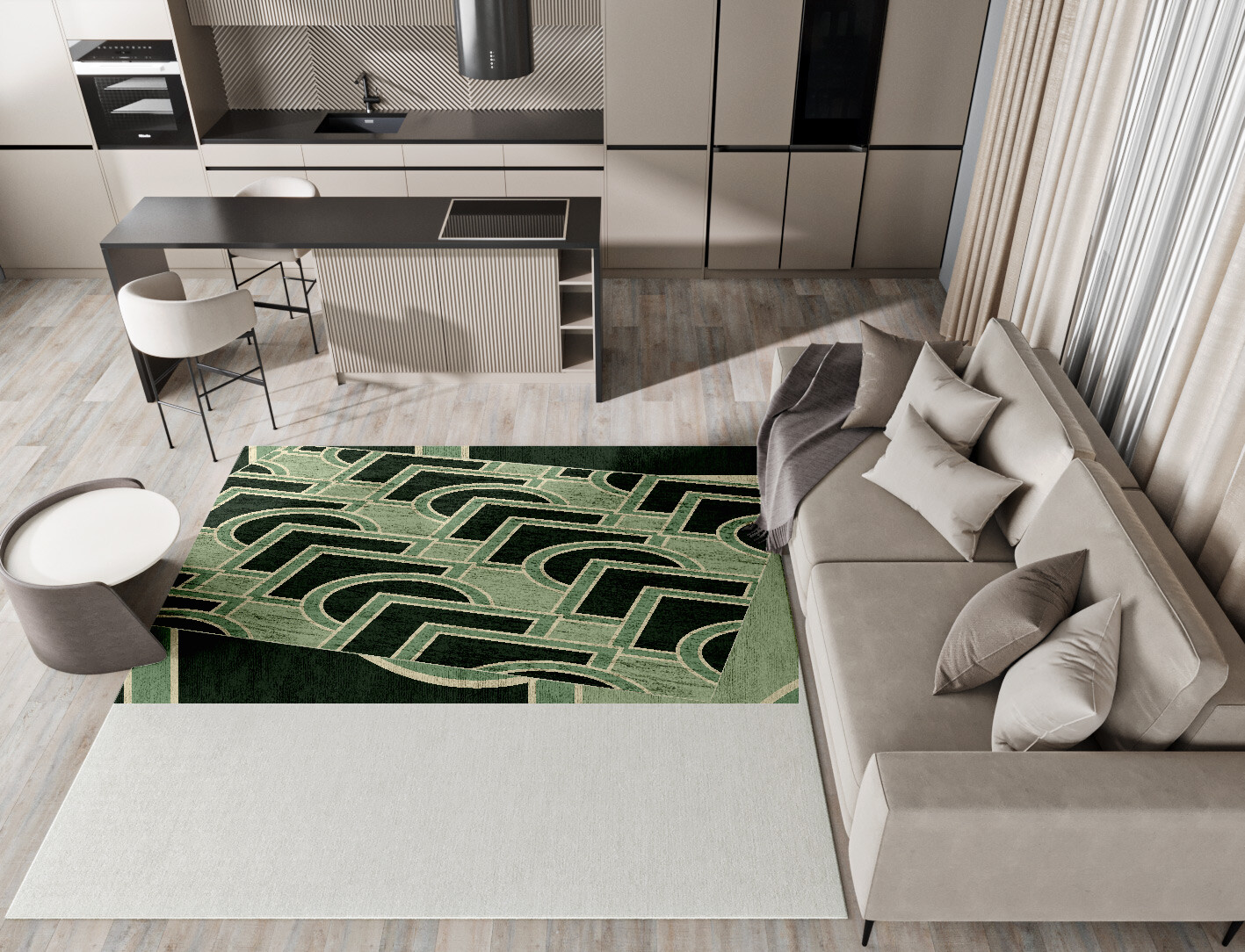 Overlaps Geometric Square Hand Knotted Bamboo Silk Custom Rug by Rug Artisan