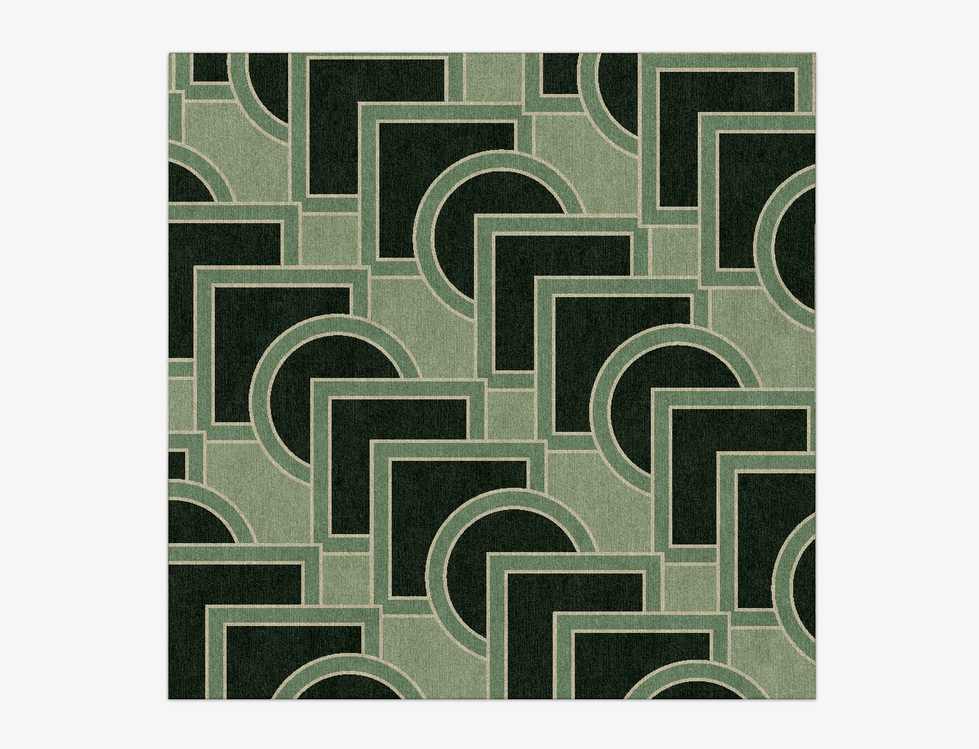 Overlaps Geometric Square Hand Knotted Tibetan Wool Custom Rug by Rug Artisan